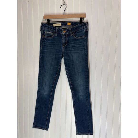 Pilcro & The Letterpress Jeans 28 Mid Rise Slim Fit Dark Wash Stretch Denim - Picture 1 of 5